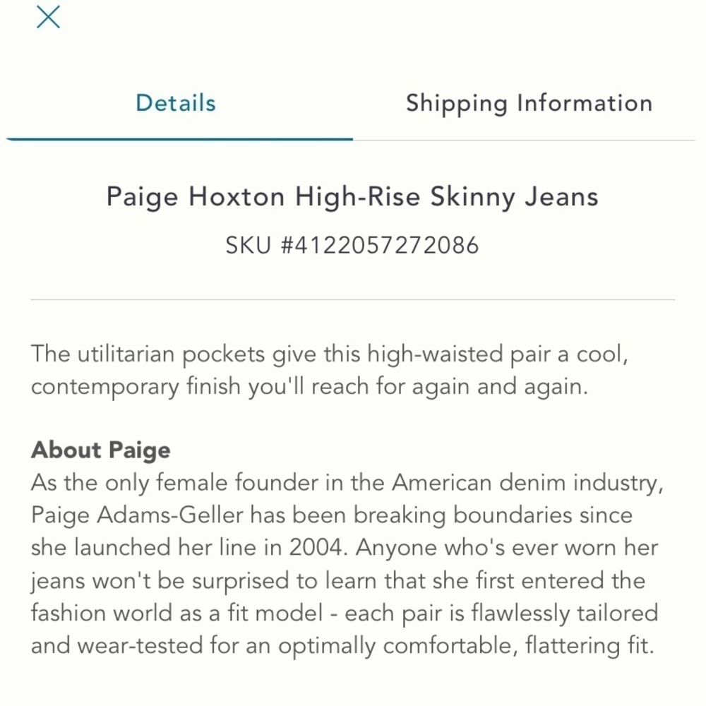 PAIGE NWT Anthropologie Hoxton High-Rise Skinny Jeans Size 25. - Picture 7 of 8